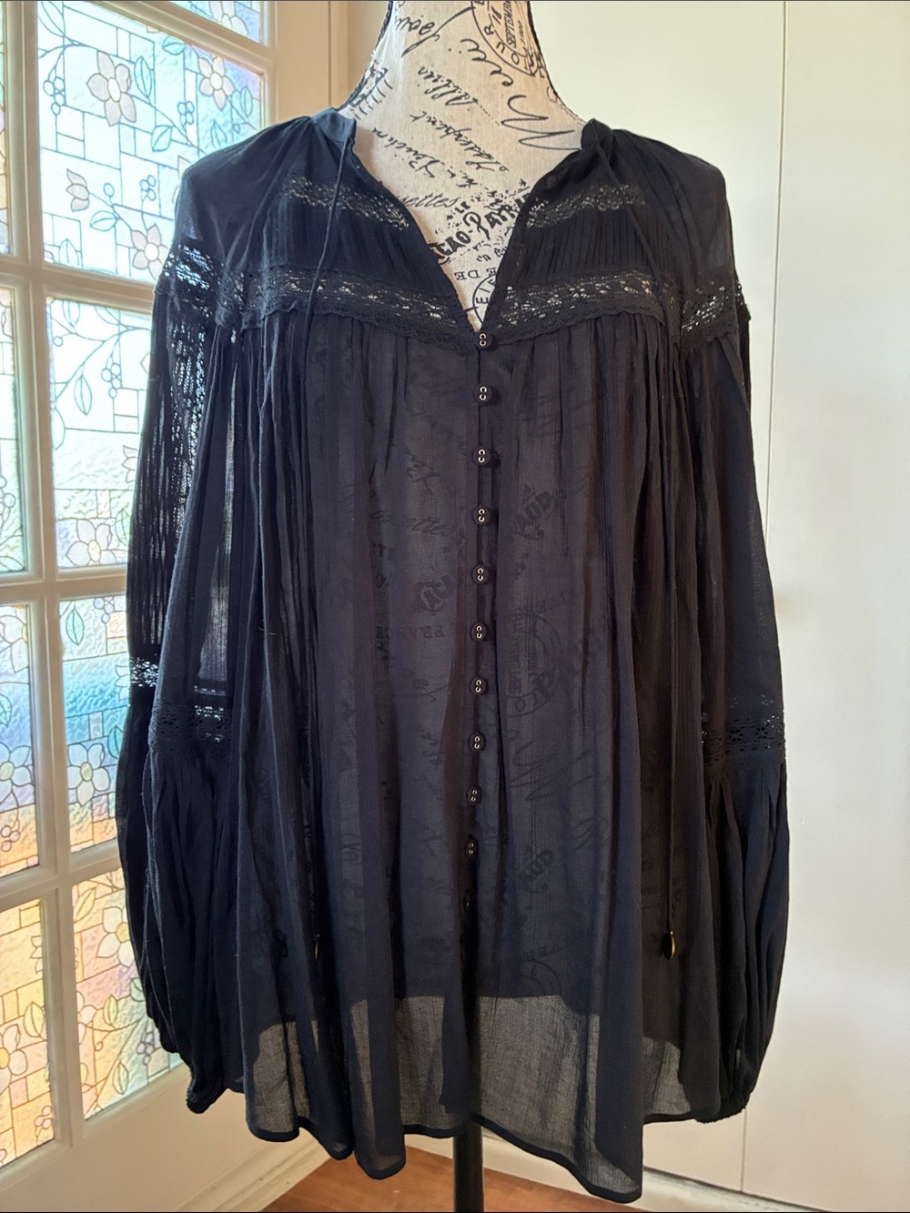 NWT Spell Teodora Blouse in Black size small - Picture 2 of 9